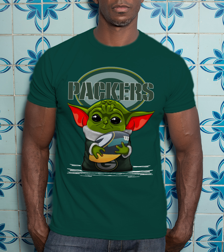 Yoda Holding Football With Green Bay Packers T-Shirt