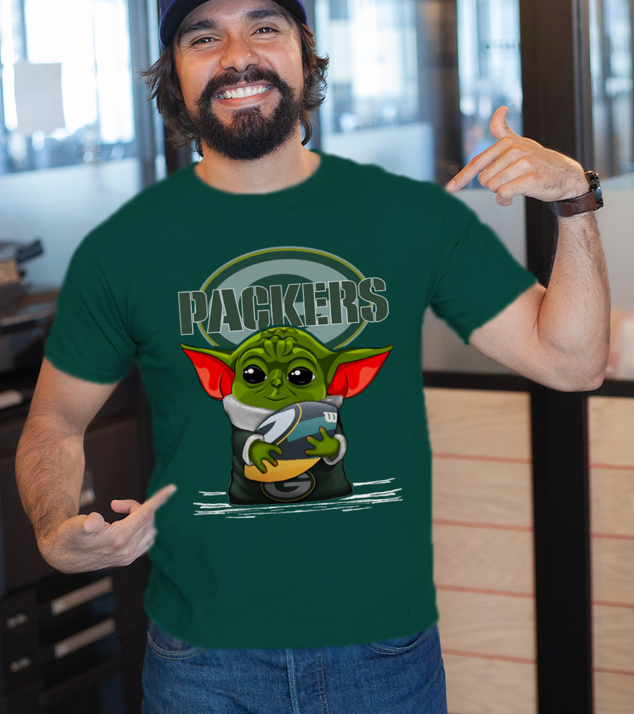 Yoda Holding Football With Green Bay Packers T-Shirt