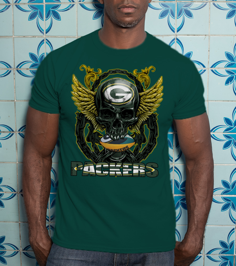 Packers Skull Green Bay Football Wings T-Shirt