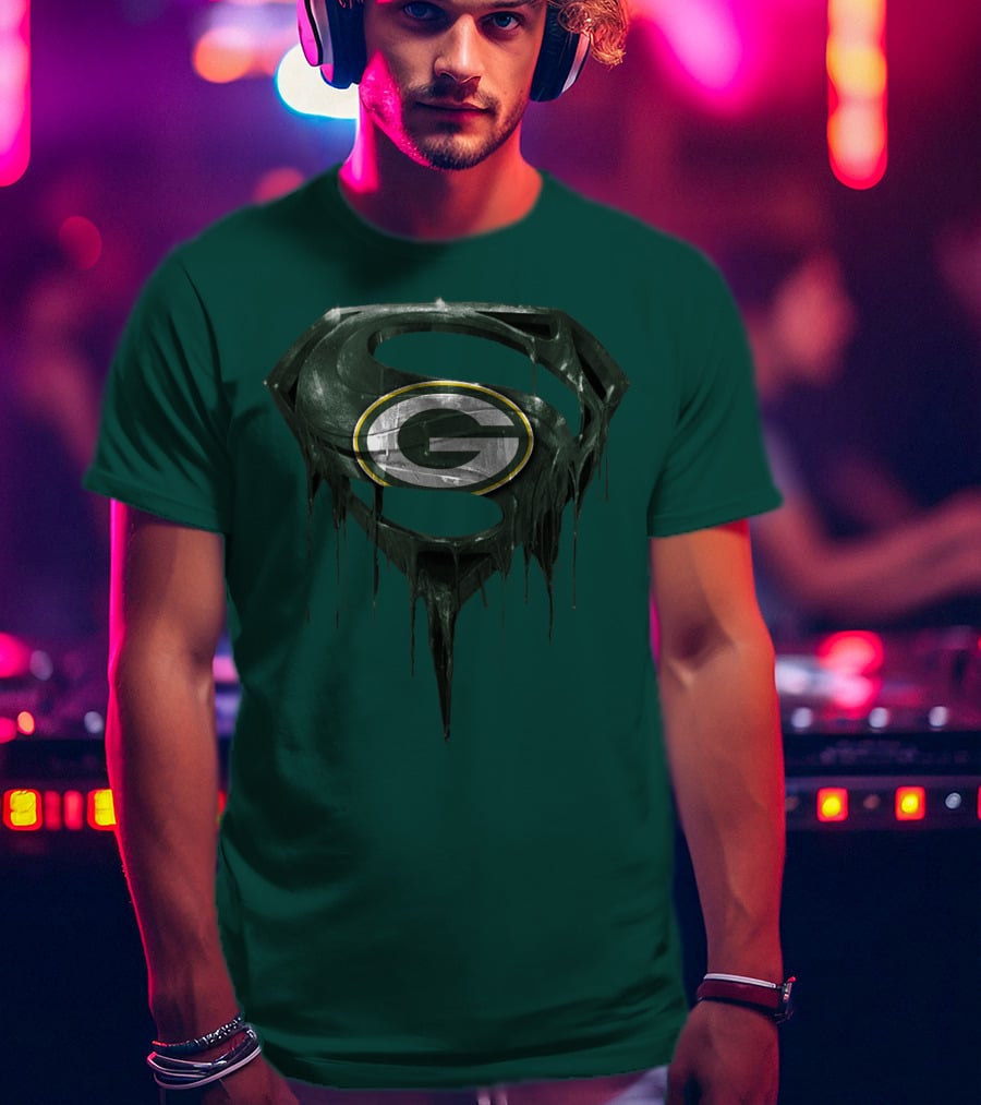 Spm Superman Green Bay Packers Logo Fusion T-Shirt