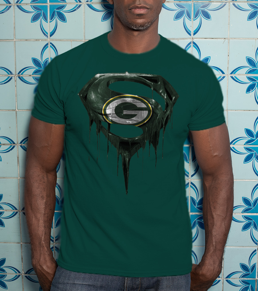 Spm Superman Green Bay Packers Logo Fusion T-Shirt