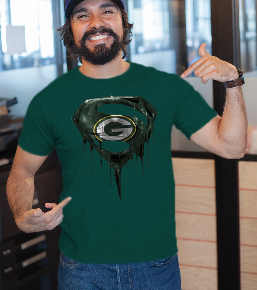 Spm Superman Green Bay Packers Logo Fusion T-Shirt