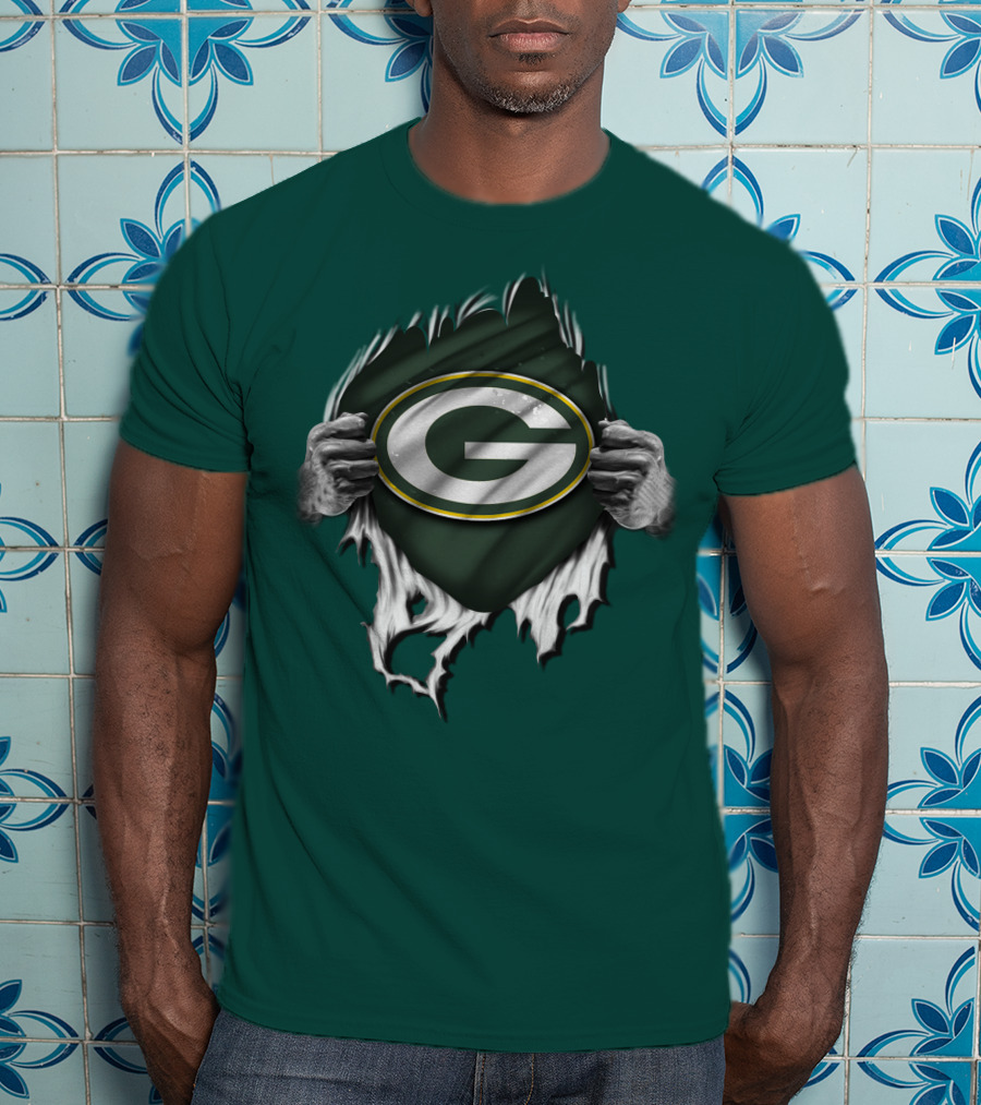Green Bay Packers Torn Logo Superfan T-Shirt