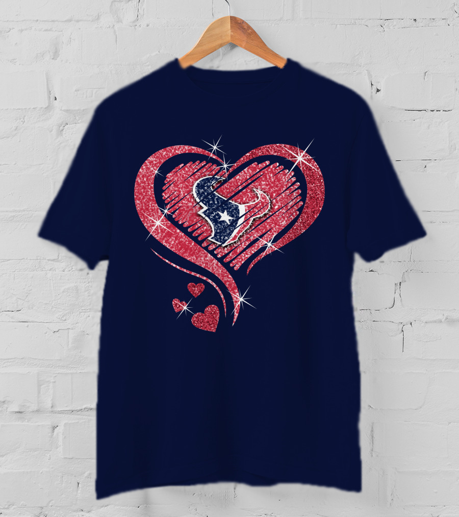 Heart Diamond Glitter Houston Texans T-Shirt