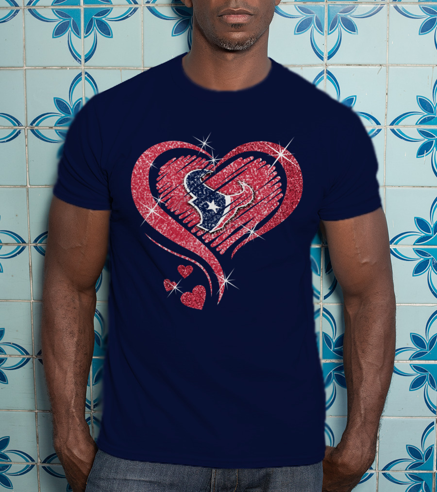 Heart Diamond Glitter Houston Texans T-Shirt