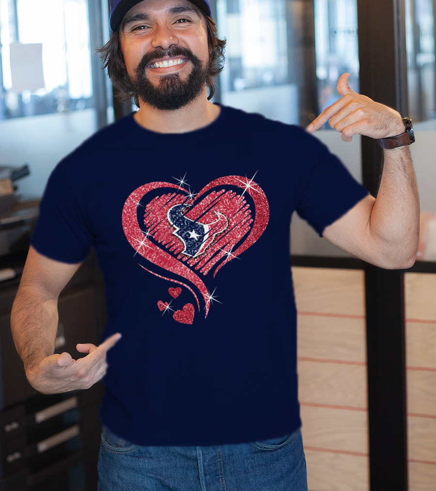 Heart Diamond Glitter Houston Texans T-Shirt
