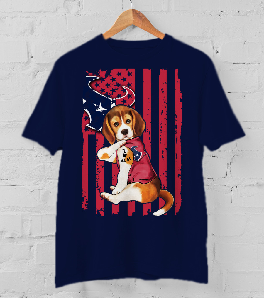 Houston Texans Beagle I Love Mom T-Shirt