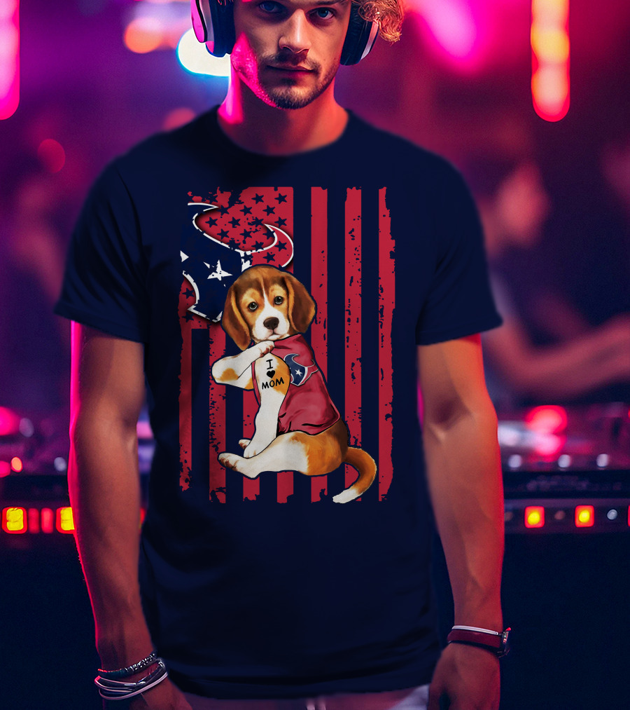 Houston Texans Beagle I Love Mom T-Shirt