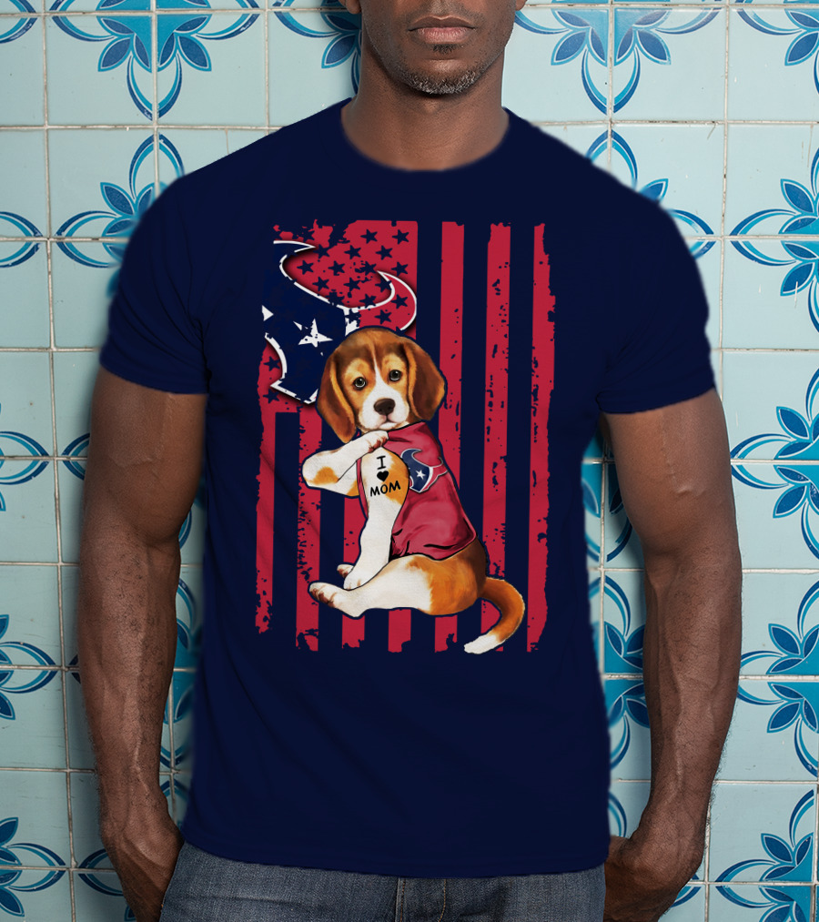 Houston Texans Beagle I Love Mom T-Shirt