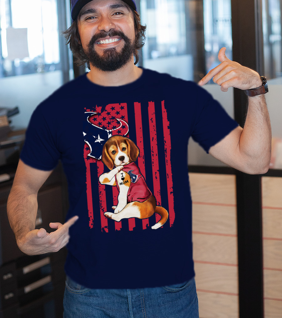Houston Texans Beagle I Love Mom T-Shirt