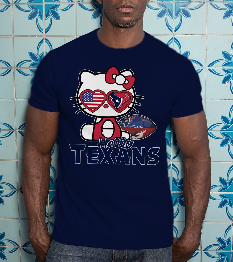 Hello Kitty Texans Football Heart USA Fan Love T-Shirt