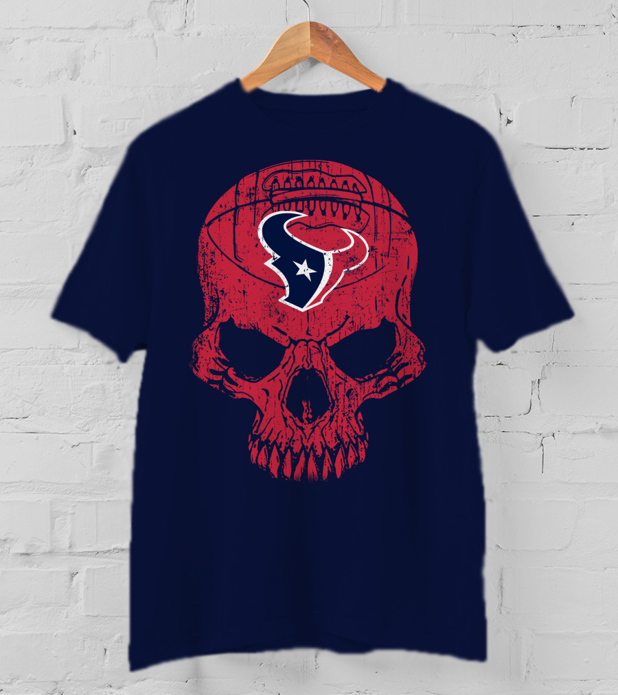 Houston Texans Skull Football Emblem 18 T-Shirt