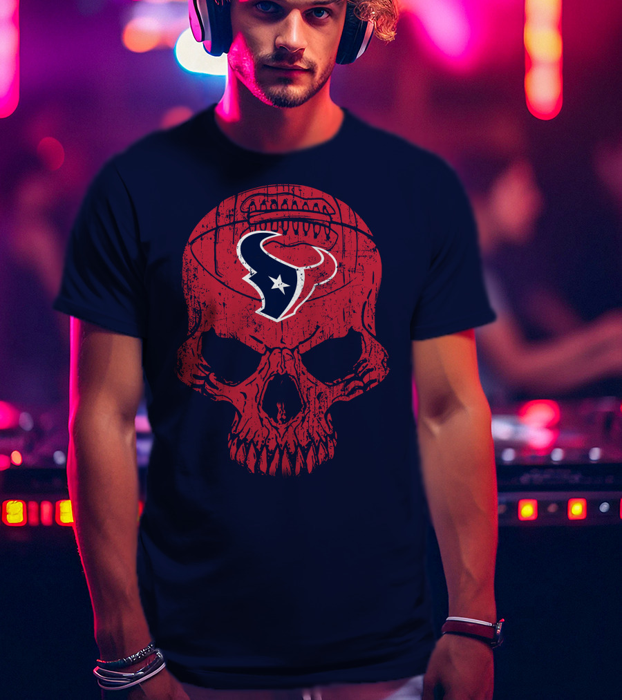 Houston Texans Skull Football Emblem 18 T-Shirt