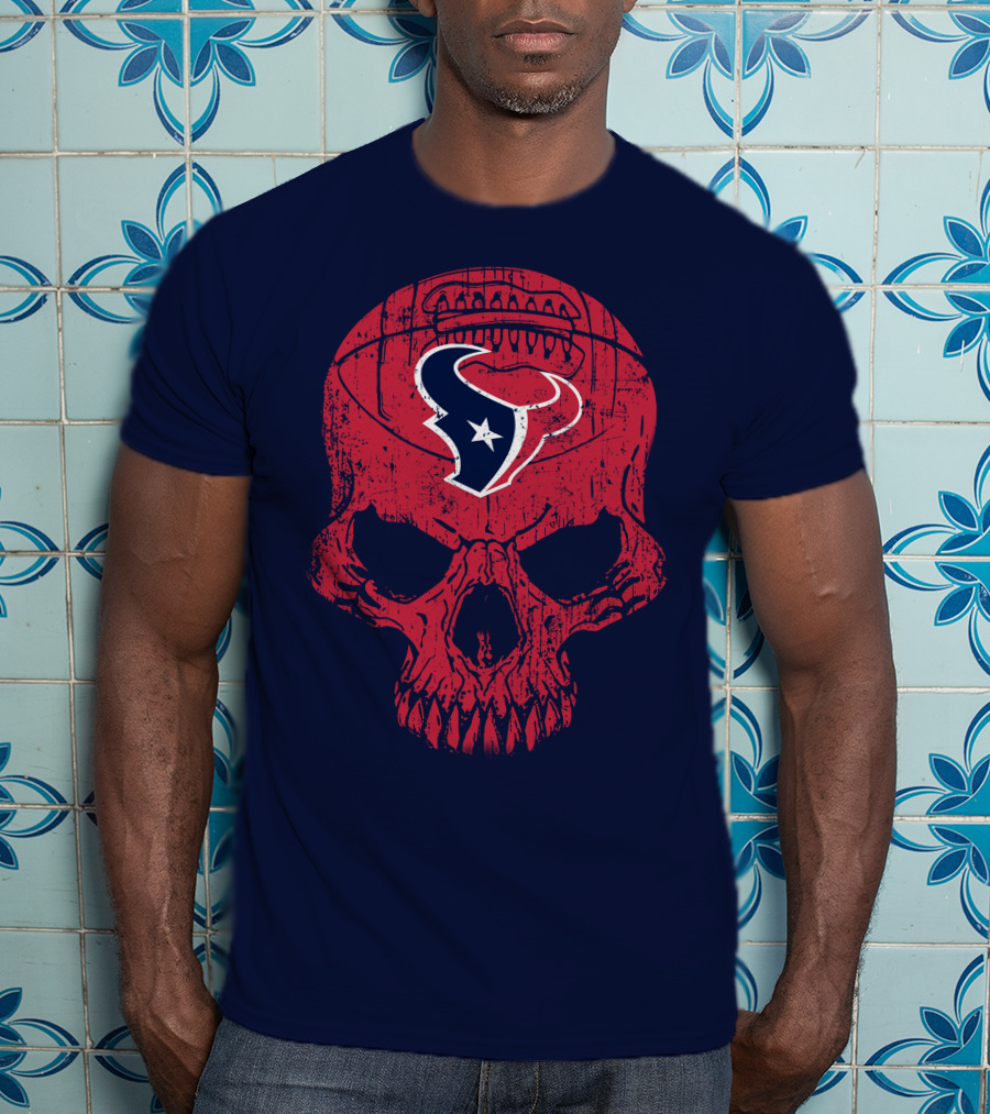 Houston Texans Skull Football Emblem 18 T-Shirt