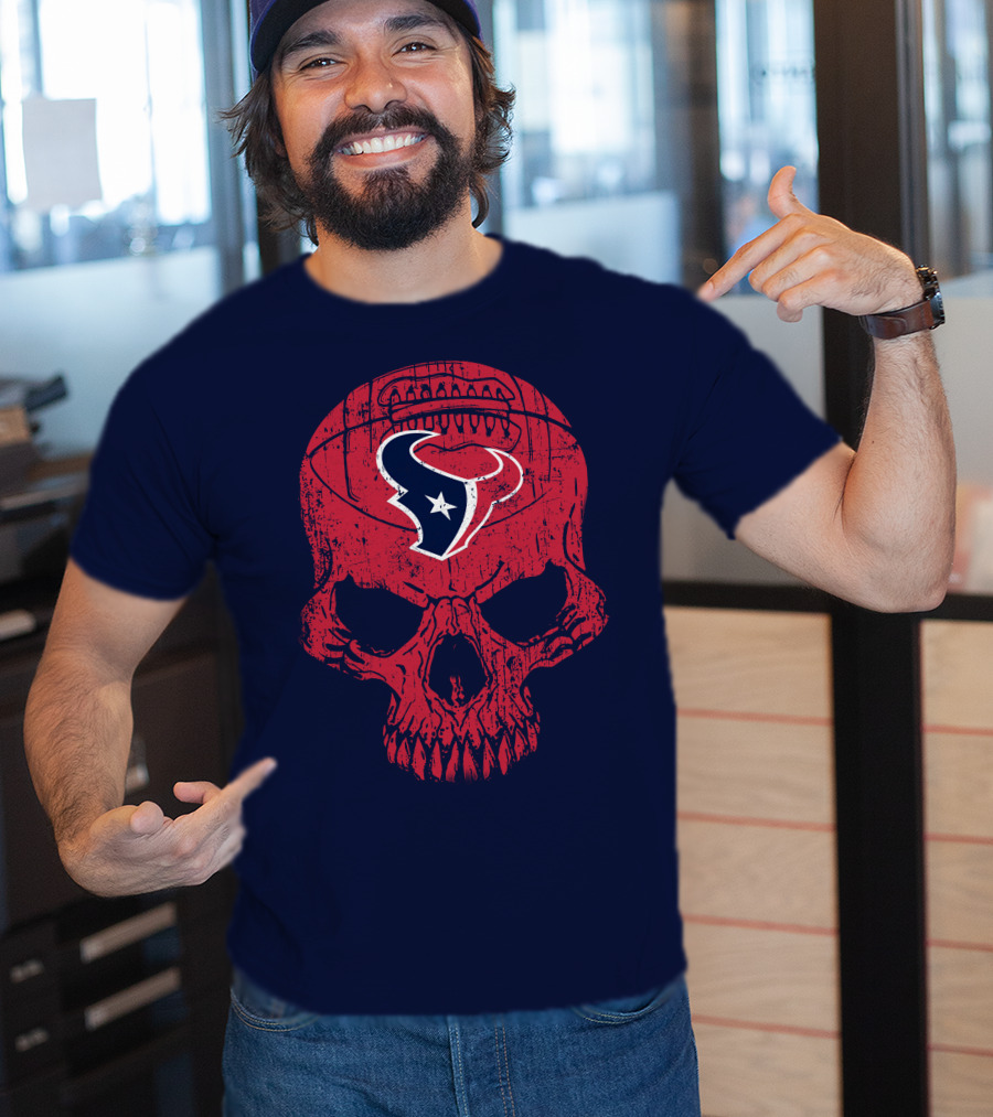Houston Texans Skull Football Emblem 18 T-Shirt