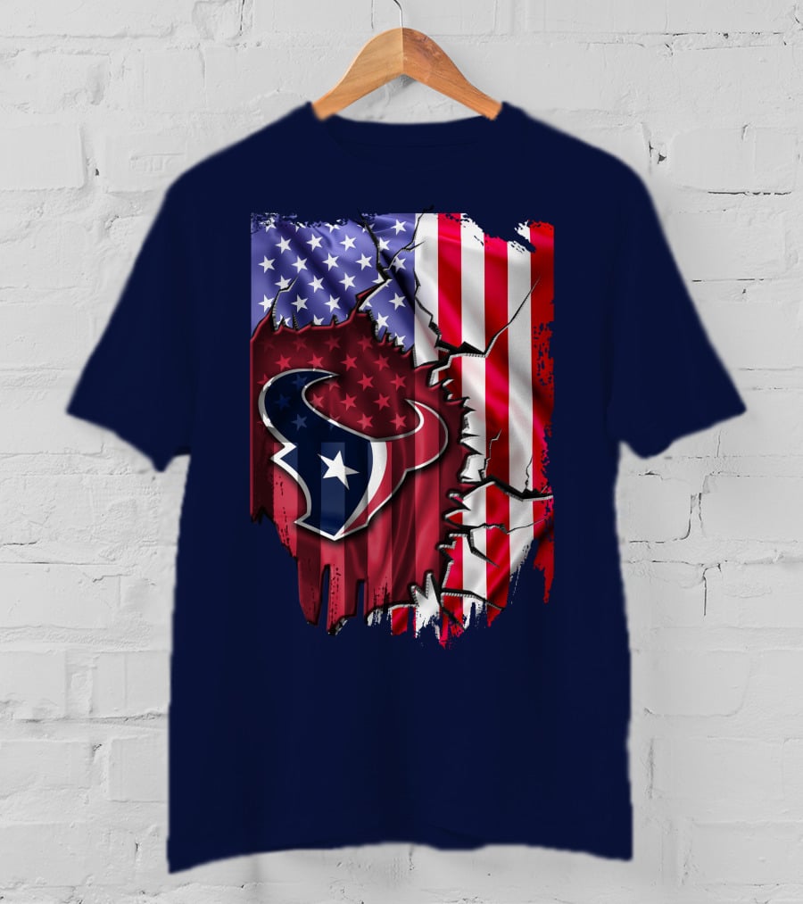 Flag Houston Texans American Flag Background T-Shirt