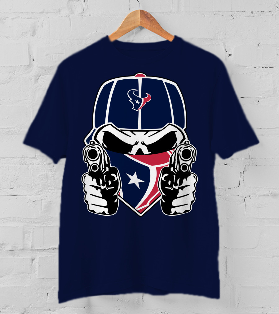 Houston Texans Skull Masked Gunslinger Fan Art T-Shirt