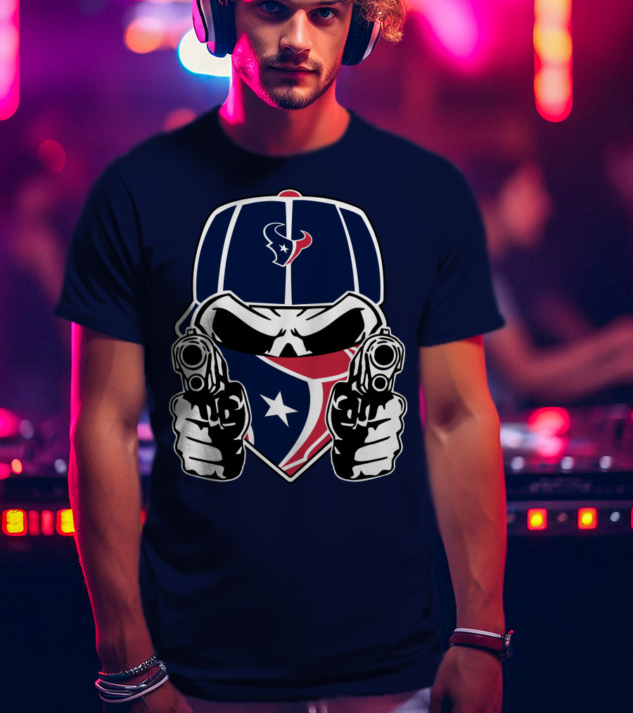 Houston Texans Skull Masked Gunslinger Fan Art T-Shirt