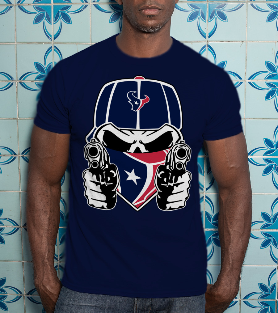 Houston Texans Skull Masked Gunslinger Fan Art T-Shirt