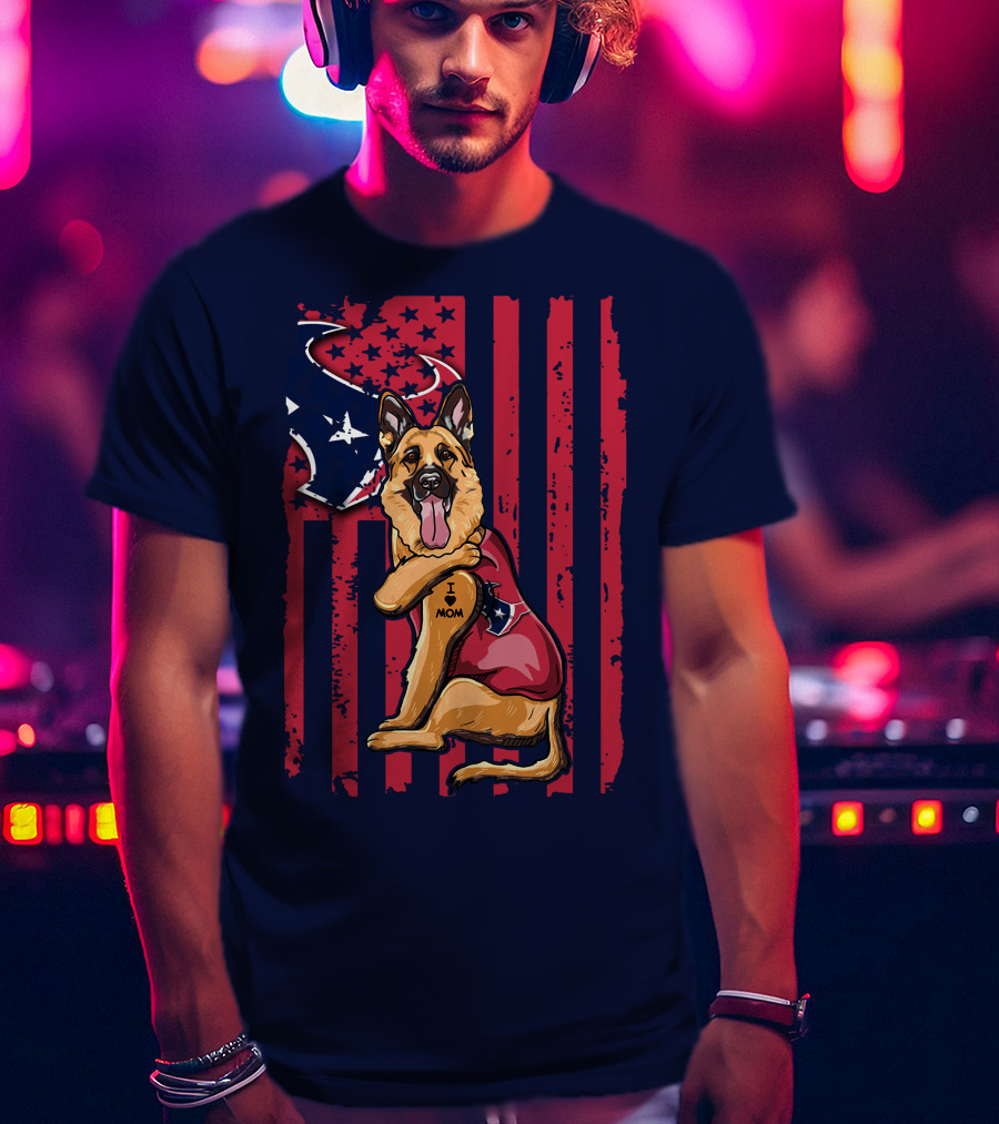 German Shepherd I Love Mom Houston Texans Flag T-Shirt