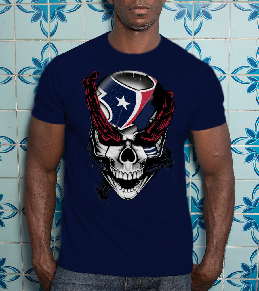 Houston Texans Skull With Chains T-Shirt