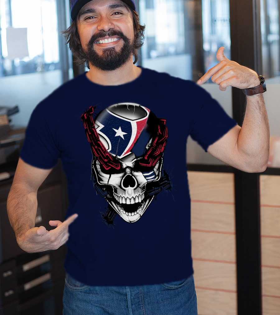 Houston Texans Skull With Chains T-Shirt