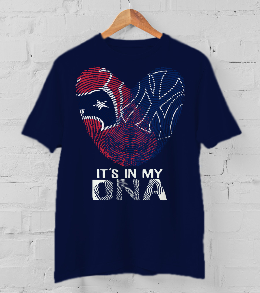 Houston Texans It's In My Dna Fingerprint Heart Yankees T-Shirt