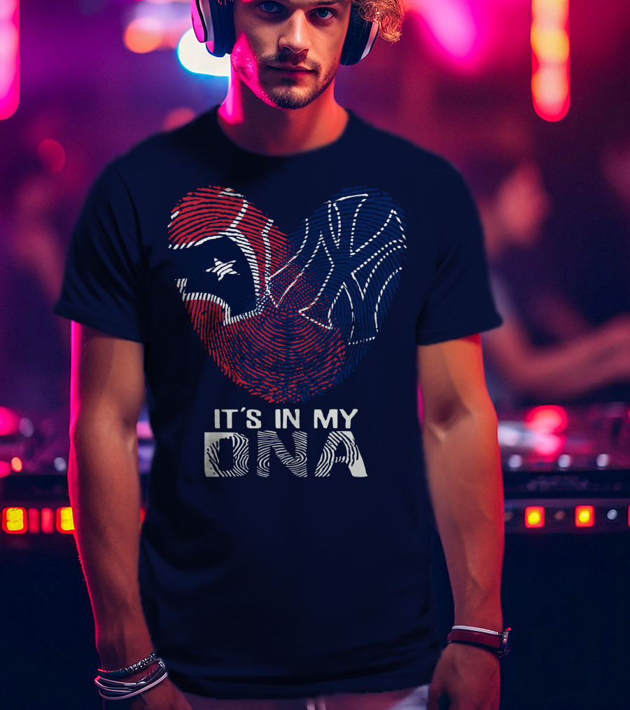 Houston Texans It's In My Dna Fingerprint Heart Yankees T-Shirt
