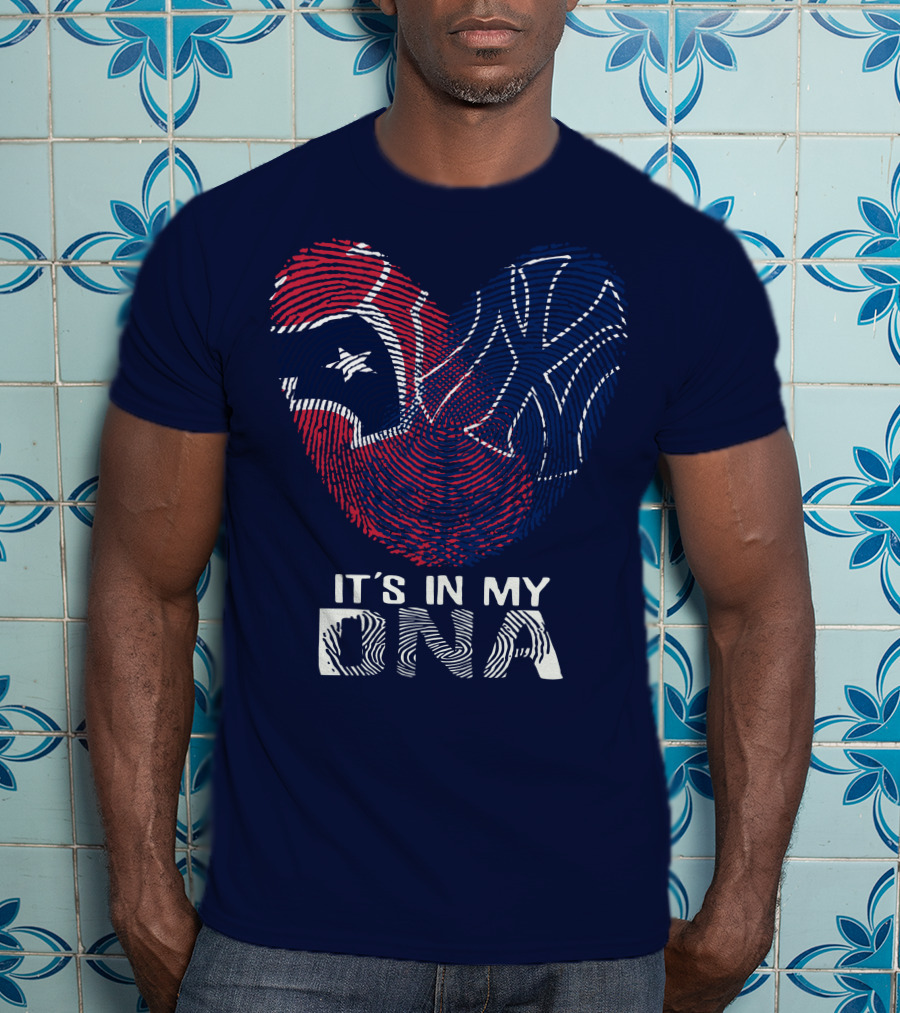 Houston Texans It's In My Dna Fingerprint Heart Yankees T-Shirt