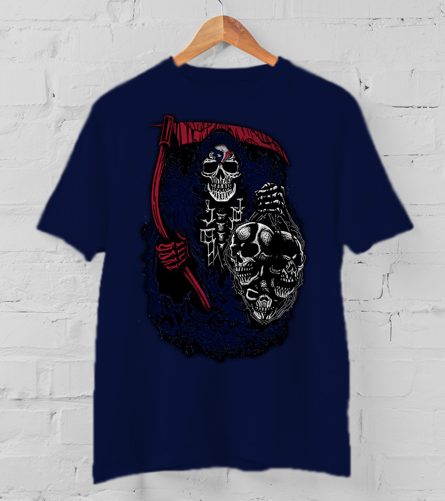 Houston Texans 07 Grim Reaper Skull Artwork T-Shirt