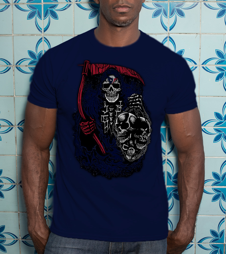Houston Texans 07 Grim Reaper Skull Artwork T-Shirt
