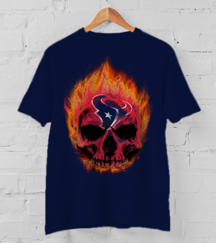 Houston Texans Flaming Skull T-Shirt