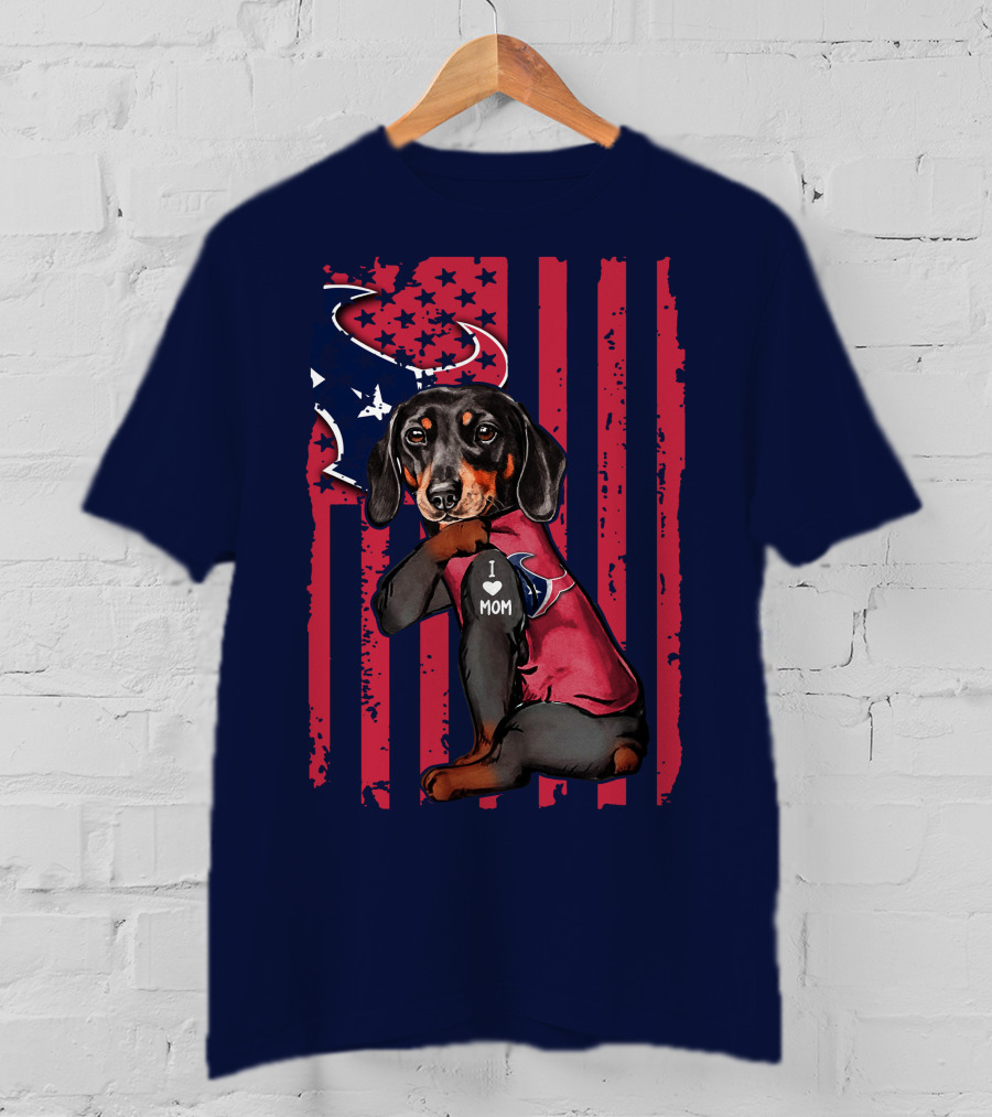 Dachshund I Love Mom Houston Texans T-Shirt