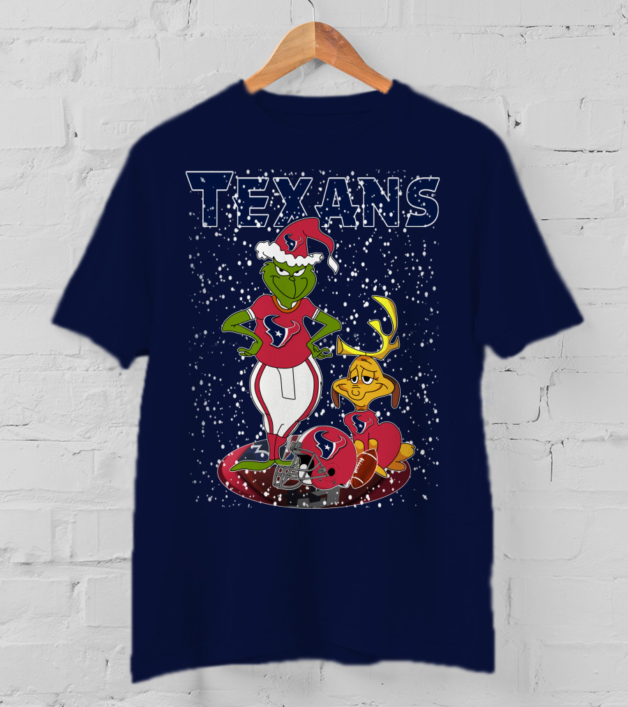 Grinch Christmas Houston Texans Holiday Football Collaboration T-Shirt