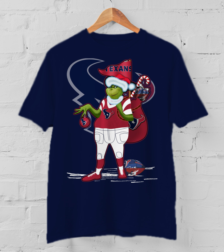 Grinchxmas Houston Texans Christmas Football Theme T-Shirt