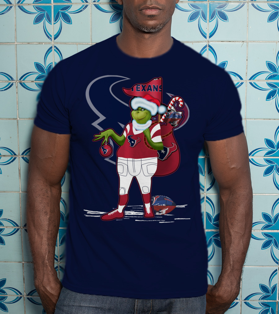 Grinchxmas Houston Texans Christmas Football Theme T-Shirt