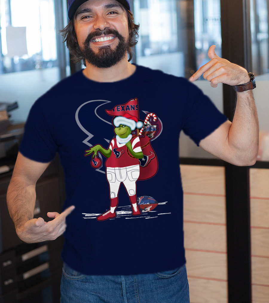 Grinchxmas Houston Texans Christmas Football Theme T-Shirt