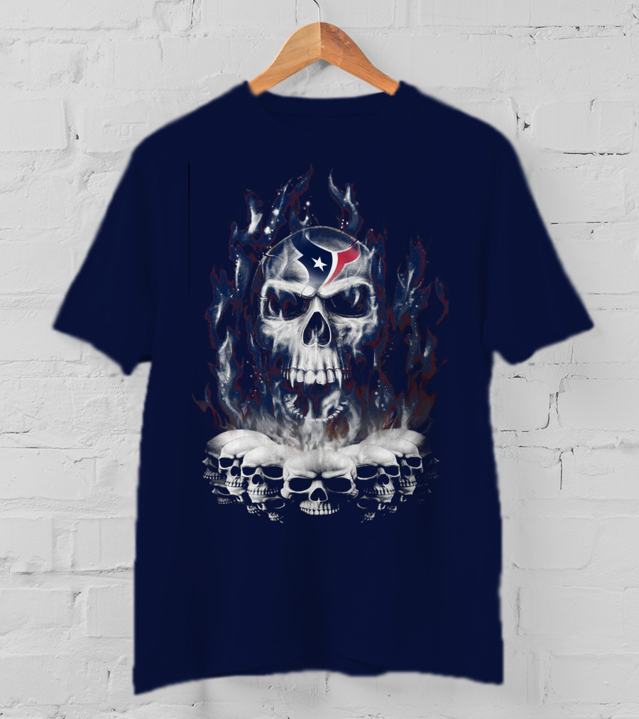 Houston Texans 28 Skull Flame T-Shirt