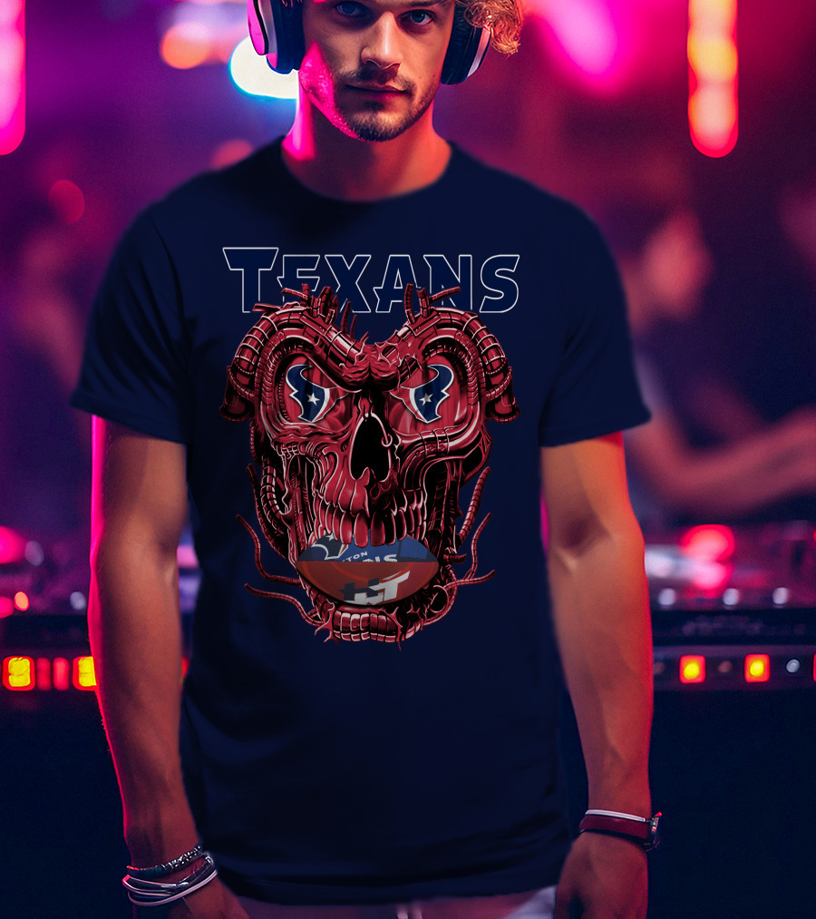 Texans Dragonskull Football Face T-Shirt