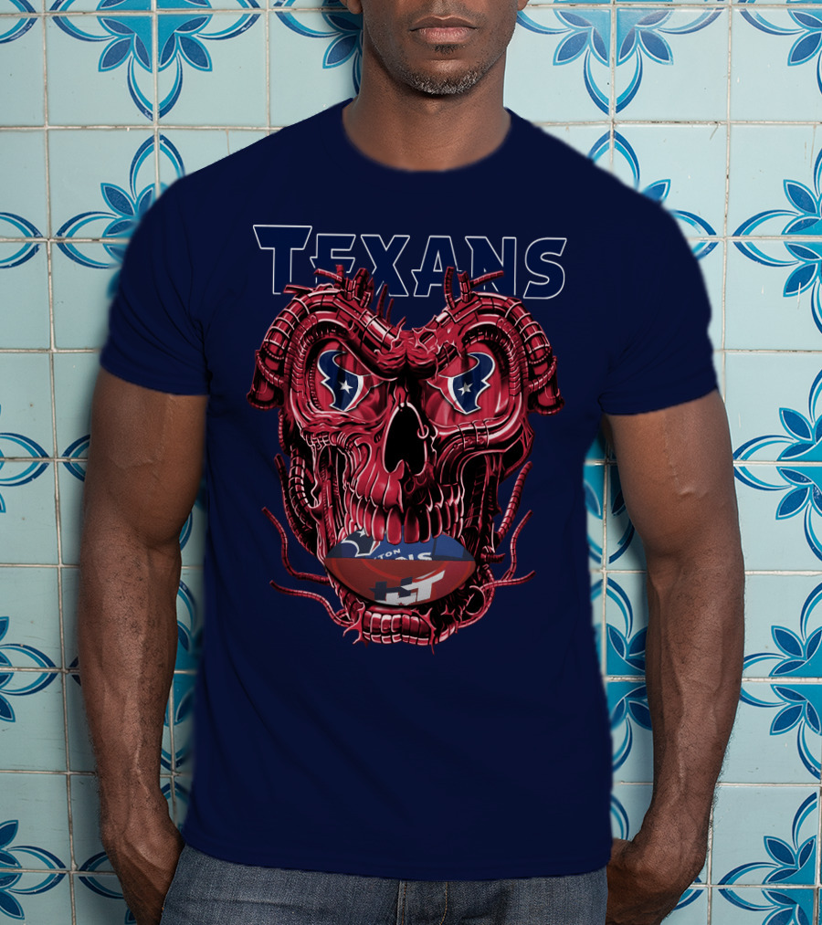 Texans Dragonskull Football Face T-Shirt