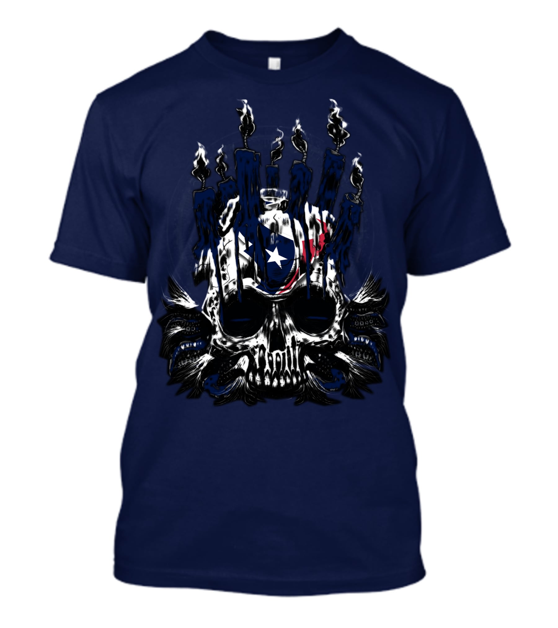 Houston Texans 31 Skull With Flames And Lone Star Flag Theme T-Shirt