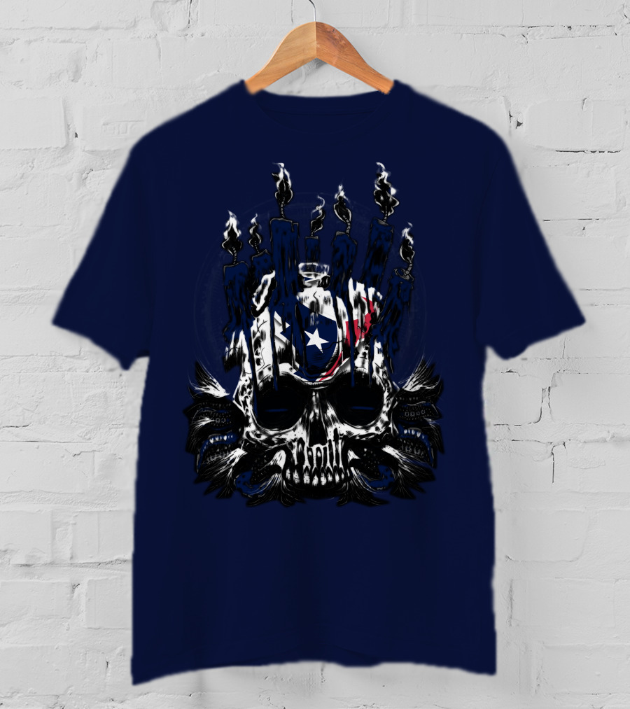 Houston Texans 31 Skull With Flames And Lone Star Flag Theme T-Shirt