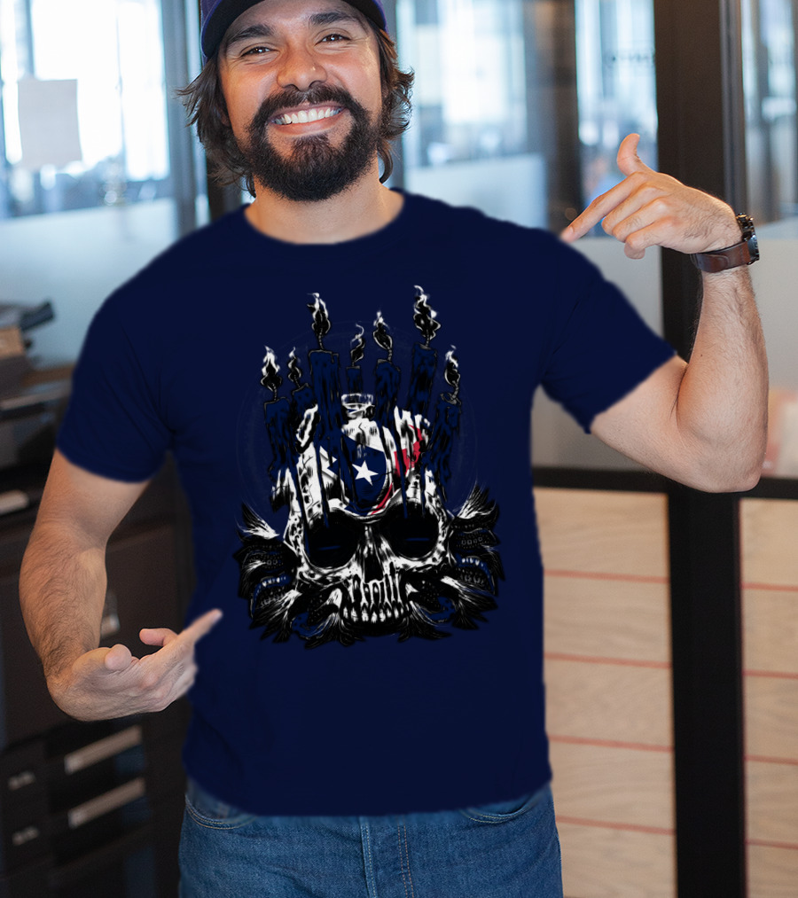 Houston Texans 31 Skull With Flames And Lone Star Flag Theme T-Shirt