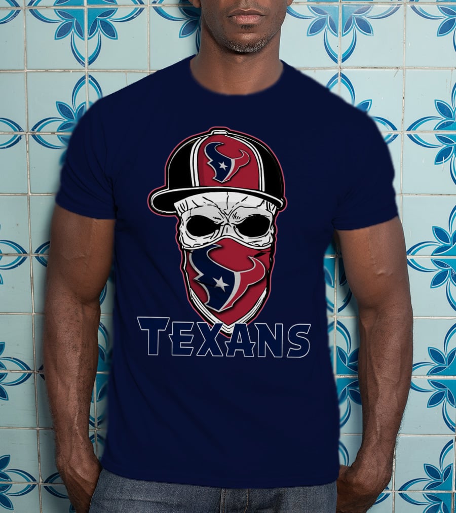 Houston Texans Skull Hat T-Shirt