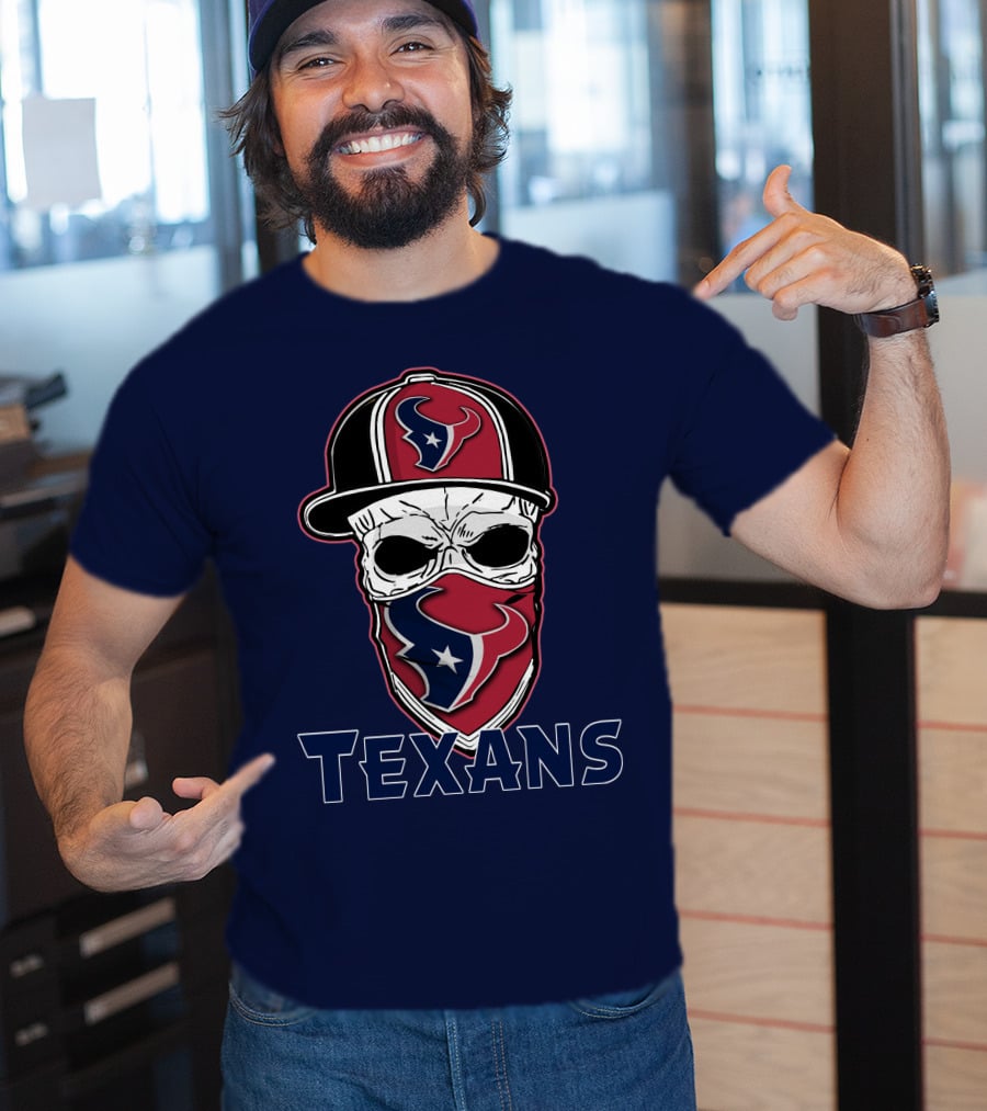 Houston Texans Skull Hat T-Shirt