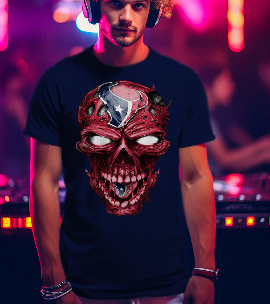 Skull Houston Texans Logo Horror T-Shirt