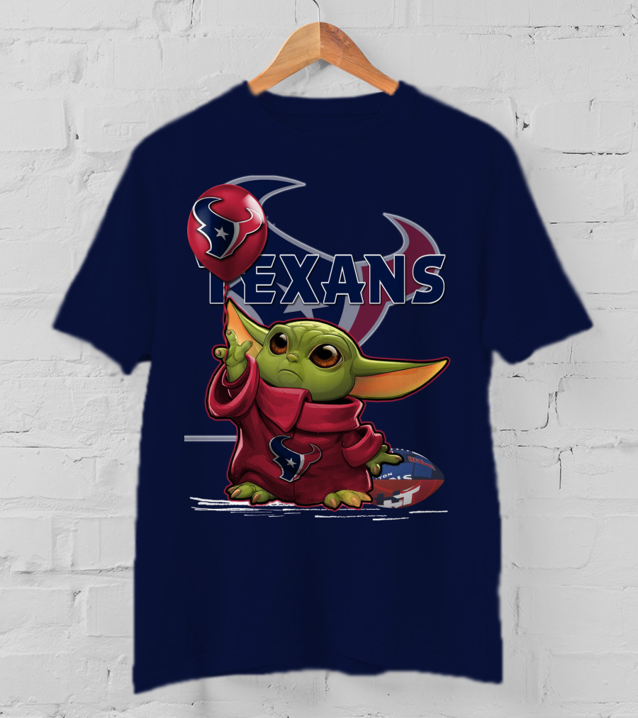 Yoda Texans Holding Balloon Football T-Shirt