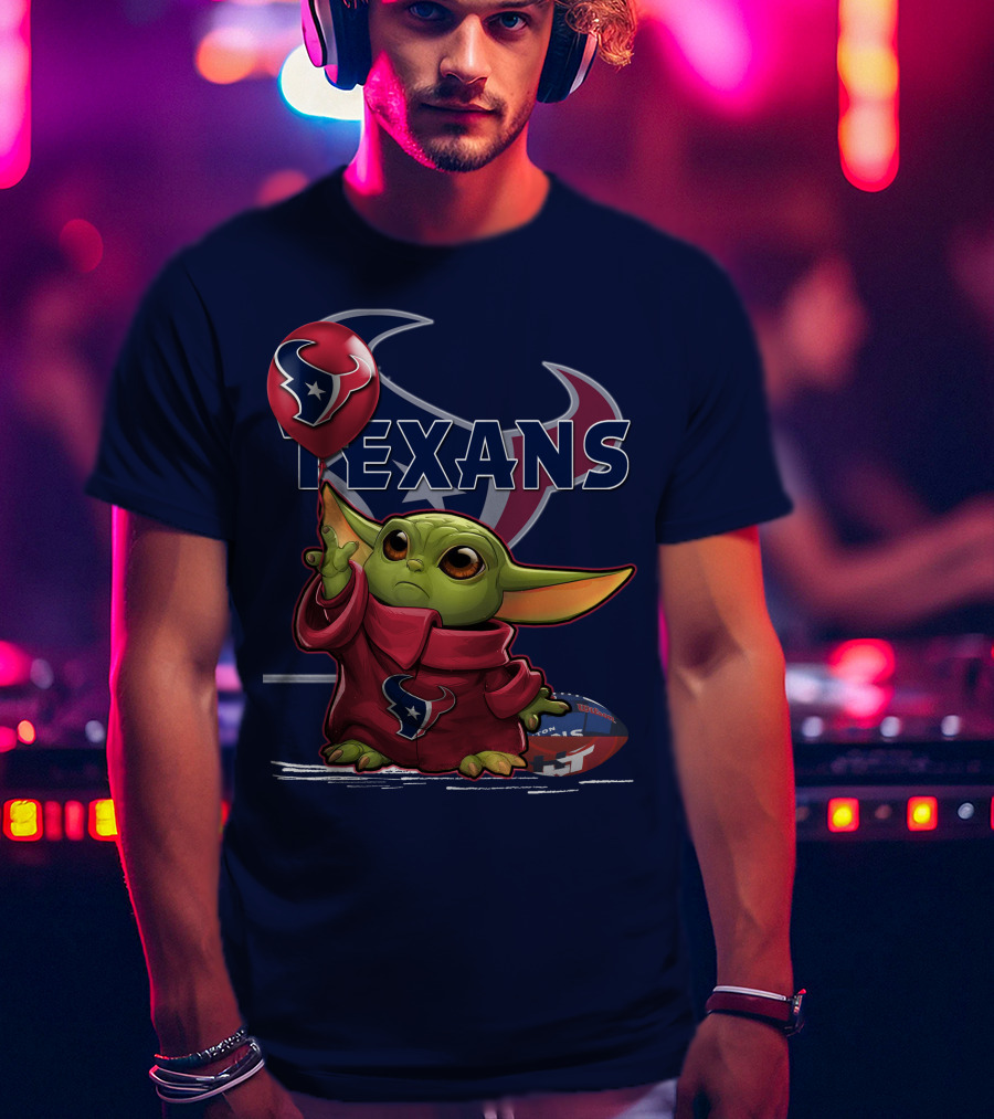 Yoda Texans Holding Balloon Football T-Shirt