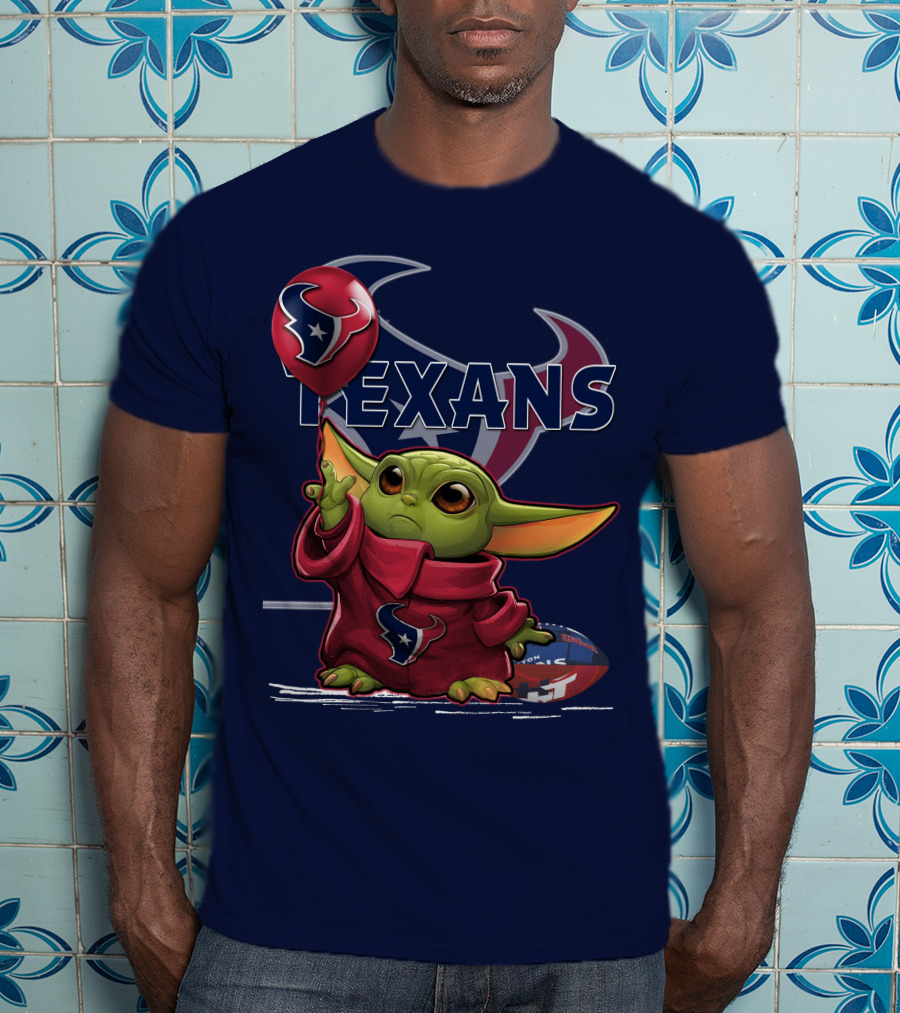 Yoda Texans Holding Balloon Football T-Shirt