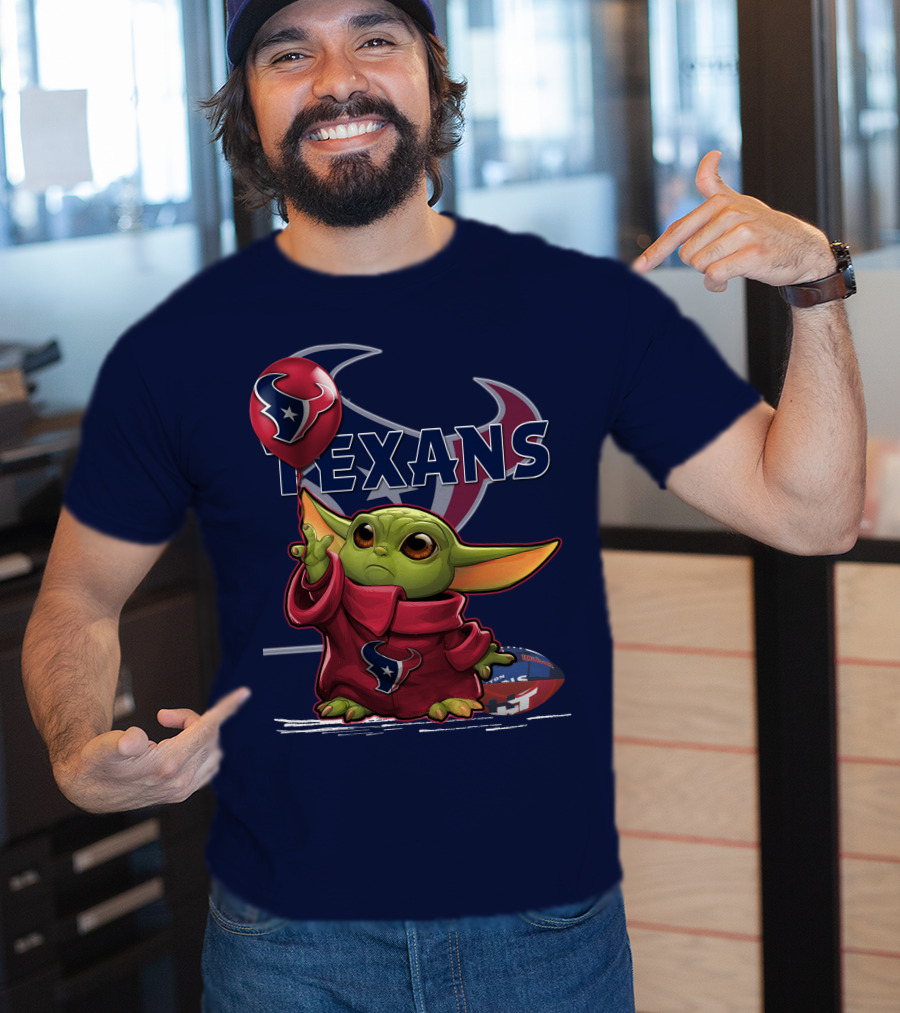 Yoda Texans Holding Balloon Football T-Shirt
